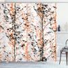 Ambesonne Modern Shower Curtain, Forest Illustration with Trees Silhouettes Branches Hand Drawn Print, Cloth Fabric Bathroom Decor Set with Hooks, 69" W x 84" L, Orange Black view 1