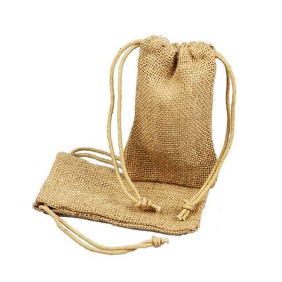 ToteBagFactory Natural Rustic Chic Burlap Wedding Favor Bags Drawstring Pouch for Gifts, Treats (12, 3" x 5")