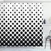 Ambesonne Abstract Shower Curtain, Minimalist Monochrome Dots in Black Growing Big from Bottom to Top Polka Dots Image, Cloth Fabric Bathroom Decor Set with Hooks, 69" W x 84" L, White view 1