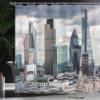Ambesonne Urban Shower Curtain, London England Skyline Buildings and Skyscrapers and Cloudy Sky Modern Capital City, Cloth Fabric Bathroom Decor Set with Hooks, 69" W x 75" L, Multicolor Dark Grey view 3