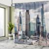 Ambesonne Urban Shower Curtain, London England Skyline Buildings and Skyscrapers and Cloudy Sky Modern Capital City, Cloth Fabric Bathroom Decor Set with Hooks, 69" W x 75" L, Multicolor Dark Grey view 4