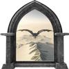 Castle Scape Black Dragon 2 Granite Castle Window Wall Decal Fantasy Medieval Removable Fabric Vinyl Peel and Stick Wall Sticker for Kids Boys Room Decor 24 inch view 1