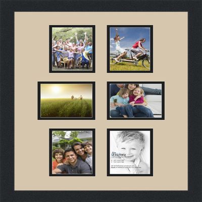 ArtToFrames Collage Photo Frame Double Mat with 6-4x5 Openings and Satin Black Frame