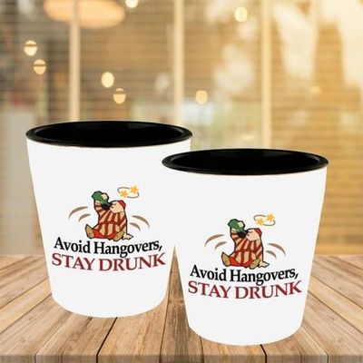 2 pcs. Avoid Hangovers, Stay Drunk Shot Glass (2)