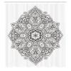 Ambesonne Mandala Shower Curtain, Psychedelic Circular Element Art Lotus Theme, Cloth Fabric Bathroom Decor Set with Hooks, 69" W x 70" L, White Charcoal Grey view 2
