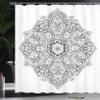 Ambesonne Mandala Shower Curtain, Psychedelic Circular Element Art Lotus Theme, Cloth Fabric Bathroom Decor Set with Hooks, 69" W x 70" L, White Charcoal Grey view 3