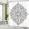 Ambesonne Mandala Shower Curtain, Psychedelic Circular Element Art Lotus Theme, Cloth Fabric Bathroom Decor Set with Hooks, 69" W x 70" L, White Charcoal Grey view 4