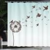 Ambesonne Art Shower Curtain, Dandelion Flower Arrangement Petals Doves Flying Silhouettes Fantasy Blooms Print, Cloth Fabric Bathroom Decor Set with Hooks, 69" W x 75" L, Turquoise Brown view 3