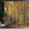 Ambesonne Nature Shower Curtain, Autumn Foliage Forest with Deciduous Trees Faded Fall Leaves Surreal Image, Cloth Fabric Bathroom Decor Set with Hooks, 69" W x 70" L, Brown Amber Marigold view 3