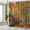 Ambesonne Nature Shower Curtain, Autumn Foliage Forest with Deciduous Trees Faded Fall Leaves Surreal Image, Cloth Fabric Bathroom Decor Set with Hooks, 69" W x 70" L, Brown Amber Marigold view 4