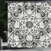 Ambesonne Mandala Shower Curtain, Exotic Style Lace Like Universe Pattern with Orient Inspiration Effects Print, Cloth Fabric Bathroom Decor Set with Hooks, 69" W x 70" L, White and Black view 3