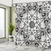 Ambesonne Mandala Shower Curtain, Exotic Style Lace Like Universe Pattern with Orient Inspiration Effects Print, Cloth Fabric Bathroom Decor Set with Hooks, 69" W x 70" L, White and Black view 4
