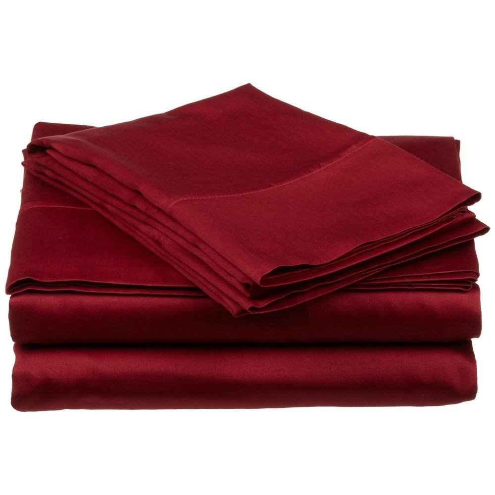 Singh's Textiles 600 Thread Count 100% Egyption Cotton Full Sleeper Sofa Bed Sheet Set (54" x 72" + 4") Burgundy Solid