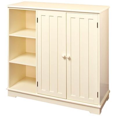 The Lakeside Collection Beadboard Wooden Storage Cabinet 30" H - Cream