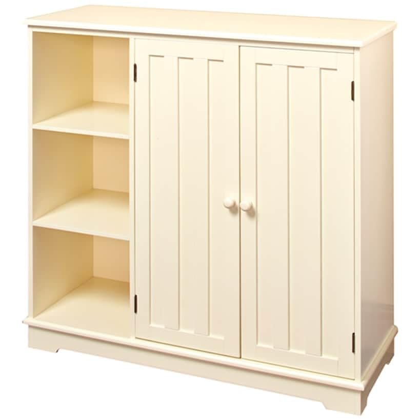 The Lakeside Collection Beadboard Wooden Storage Cabinet 30" H - Cream
