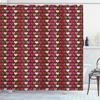 Ambesonne Abstract Shower Curtain, Romantic Heart Shapes Vibrant Love Valentines Day Girls Graphic Illustration, Cloth Fabric Bathroom Decor Set with Hooks, 69" W x 75" L, Brown Fuchsia view 1
