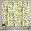 Ambesonne Nature Kitchen Curtains, Exotic Lemon Tree Branches Yummy Delicious Gardening Design, Window Drapes 2 Panel Set for Cafe Decor, 55" x 39", Green White view 1