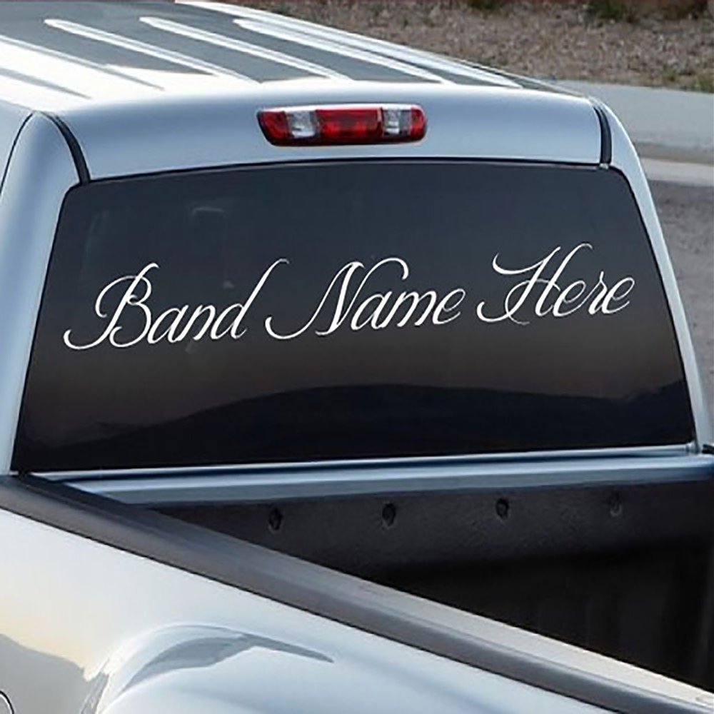 Custom Cursive Band Personalized Car-Wall-Vinyl Decals Stickers, 15 Inches