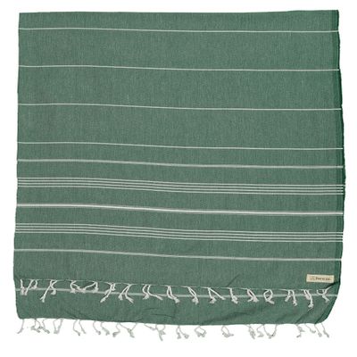 Bersuse Towels Anatolia XL Beach Blanket Throw Blanket Turkish Towel 100% Cotton Extra-Large Quick-Dry Lightweight Premium Peshtemal Towel - 61x82 Inches, Forest Green (Set of 3)