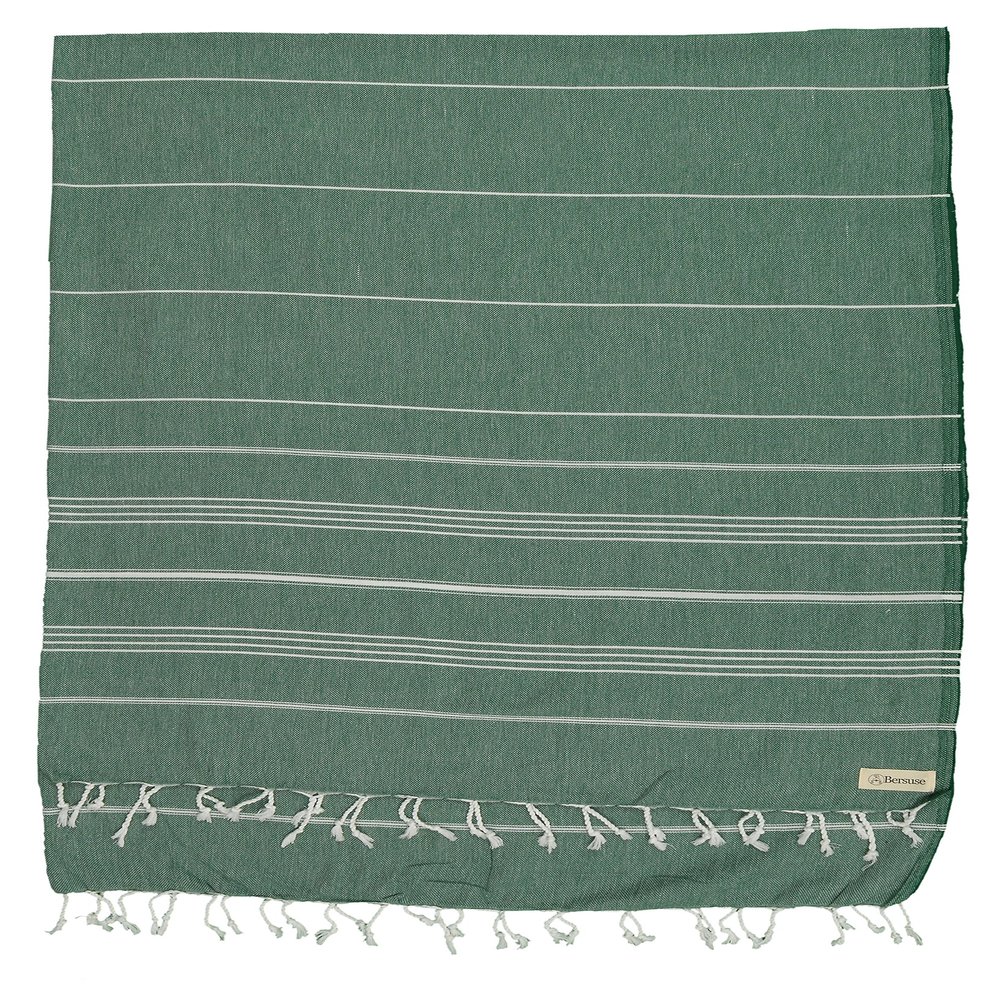 Bersuse Towels Anatolia XL Beach Blanket Throw Blanket Turkish Towel 100% Cotton Extra-Large Quick-Dry Lightweight Premium Peshtemal Towel - 61x82 Inches, Forest Green (Set of 3)
