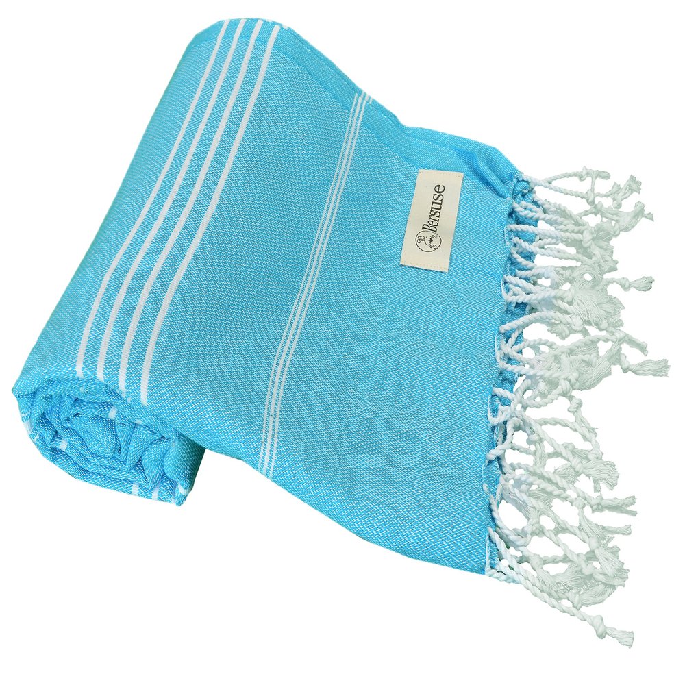 Bersuse Beach Towels Peshtemal Turkish Towels Anatolia Collection Premium Turkish Beach Towel, 100% Cotton, Large, Quick-Dry, Sand-Free, Lightweight - 37x70 Inches, Turquoise (Set of 6)