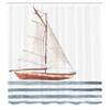Ambesonne Nautical Shower Curtain, Let Your Dreams Sail Words with Boat in Waves Motivation Lifestyle Print, Cloth Fabric Bathroom Decor Set with Hooks, 69" W x 84" L, Cinnamon Pale Blue view 2