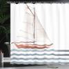 Ambesonne Nautical Shower Curtain, Let Your Dreams Sail Words with Boat in Waves Motivation Lifestyle Print, Cloth Fabric Bathroom Decor Set with Hooks, 69" W x 84" L, Cinnamon Pale Blue view 3