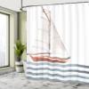 Ambesonne Nautical Shower Curtain, Let Your Dreams Sail Words with Boat in Waves Motivation Lifestyle Print, Cloth Fabric Bathroom Decor Set with Hooks, 69" W x 84" L, Cinnamon Pale Blue view 4