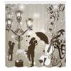 Ambesonne Romantic Shower Curtain, Kissing Couples on Street Violin Music Notes Love Themed Graphic Design, Cloth Fabric Bathroom Decor Set with Hooks, 69" W x 70" L, Dark Taupe and Dust view 2