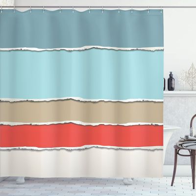 Ambesonne Modern Shower Curtain, Torn Paper Illustration in Different Soft Colors Ripped Grunge Page Texture Art, Cloth Fabric Bathroom Decor Set with Hooks, 69" W x 75" L, Multicolor