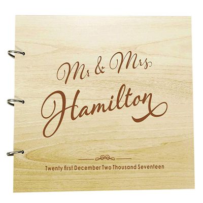 Darling Souvenir Mr. & Mrs. Wedding Guestbook Custom Rustic Wooden Engraved Advice Book Personalized Gift