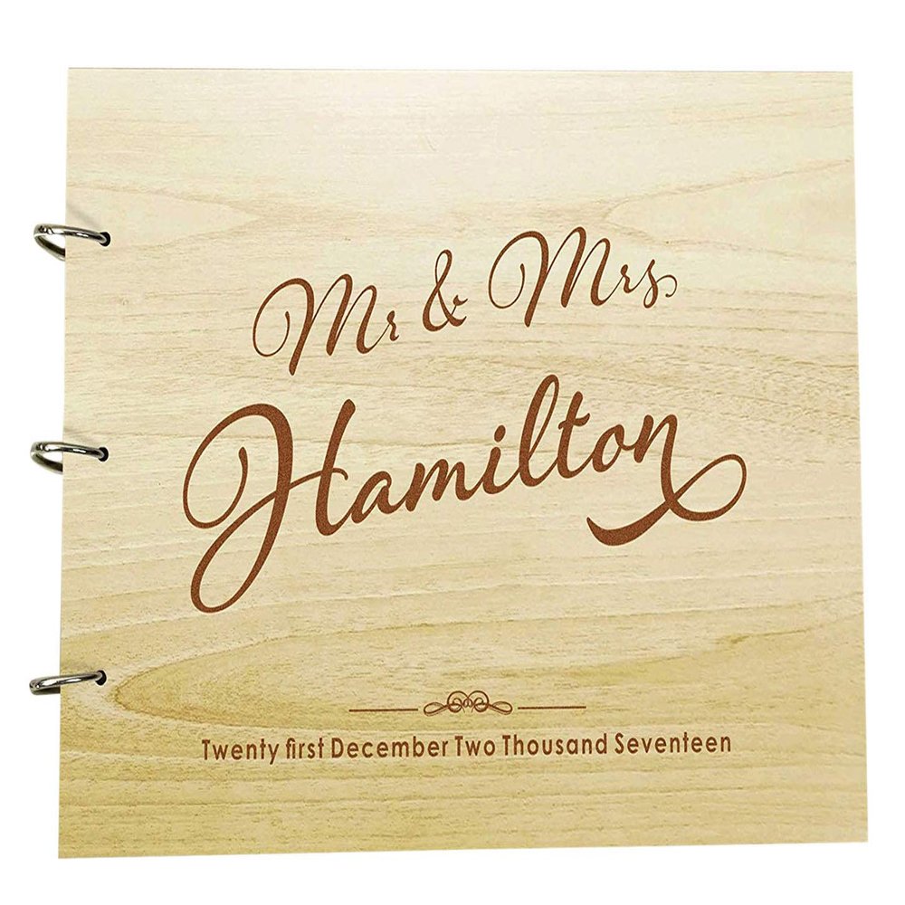 Darling Souvenir Mr. & Mrs. Wedding Guestbook Custom Rustic Wooden Engraved Advice Book Personalized Gift