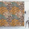 Ambesonne Floral Shower Curtain, Pattern of Flowers and Peacock Feathers Floral Arrangement Art, Cloth Fabric Bathroom Decor Set with Hooks, 69" W x 70" L, Petrol Blue Pale Coffee view 1