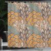 Ambesonne Floral Shower Curtain, Pattern of Flowers and Peacock Feathers Floral Arrangement Art, Cloth Fabric Bathroom Decor Set with Hooks, 69" W x 70" L, Petrol Blue Pale Coffee view 3