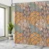 Ambesonne Floral Shower Curtain, Pattern of Flowers and Peacock Feathers Floral Arrangement Art, Cloth Fabric Bathroom Decor Set with Hooks, 69" W x 70" L, Petrol Blue Pale Coffee view 4
