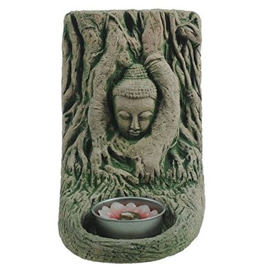 Buddha Head in Bodhi Tree 5-Inch High Tealight Candle Holder