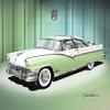 1956 FORD FAIRLANE CROWN VICTORIA - GREEN & WHITE MID LEVEL - ART PRINT POSTER BY ARTIST DANNY WHITFIELD - SIZE 20 X 30 view 1