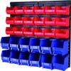 MaxWorks Wall Mount Storage Rack 30 Bin HeavyDuty Organizer for Nuts Bolts Screws Nails Beads Buttons and Small Parts for Garage Home and Workshop Blue and Red Bins (80694) view 1