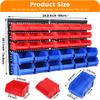 MaxWorks Wall Mount Storage Rack 30 Bin HeavyDuty Organizer for Nuts Bolts Screws Nails Beads Buttons and Small Parts for Garage Home and Workshop Blue and Red Bins (80694) view 2