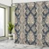 Ambesonne Damask Shower Curtain, Victorian Style Baroque Classic Pattern with Ornamental Floral Leaves Image, Cloth Fabric Bathroom Decor Set with Hooks, 69" W x 75" L, Charcoal Grey Cream view 4