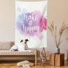 Ambesonne Lifestyle Tapestry, Make It Happen Hand Written Positive Words in Paintbrush Art, Wall Hanging for Bedroom Living Room Dorm Decor, 60" X 80", Blue Fuchsia view 2