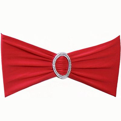 SINSSOWL Wedding Red Chair Sashes 100 Pack Spandex Chair Bows Bands with Buckles for Party Birthday Bridal Shower Engagement Banquets Anniversary Christmas Outdoor Events Decorations (Red)