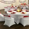 SINSSOWL Wedding Red Chair Sashes 100 Pack Spandex Chair Bows Bands with Buckles for Party Birthday Bridal Shower Engagement Banquets Anniversary Christmas Outdoor Events Decorations (Red) view 2