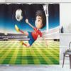 Ambesonne Sports Shower Curtain, Young Boy Playing Football in The Stadium Athlete Sports Soccer Championship Graphic, Cloth Fabric Bathroom Decor Set with Hooks, 69" W x 70" L, Yellow Green view 1