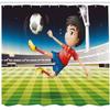 Ambesonne Sports Shower Curtain, Young Boy Playing Football in The Stadium Athlete Sports Soccer Championship Graphic, Cloth Fabric Bathroom Decor Set with Hooks, 69" W x 70" L, Yellow Green view 2
