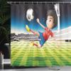 Ambesonne Sports Shower Curtain, Young Boy Playing Football in The Stadium Athlete Sports Soccer Championship Graphic, Cloth Fabric Bathroom Decor Set with Hooks, 69" W x 70" L, Yellow Green view 3