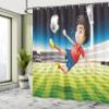 Ambesonne Sports Shower Curtain, Young Boy Playing Football in The Stadium Athlete Sports Soccer Championship Graphic, Cloth Fabric Bathroom Decor Set with Hooks, 69" W x 70" L, Yellow Green view 4