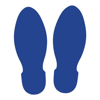 LiteMark 9 Inch Royal Blue Unifoot Footprint Stickers Safe for Floors and Walls - 6 Pairs - Straight Feet Design