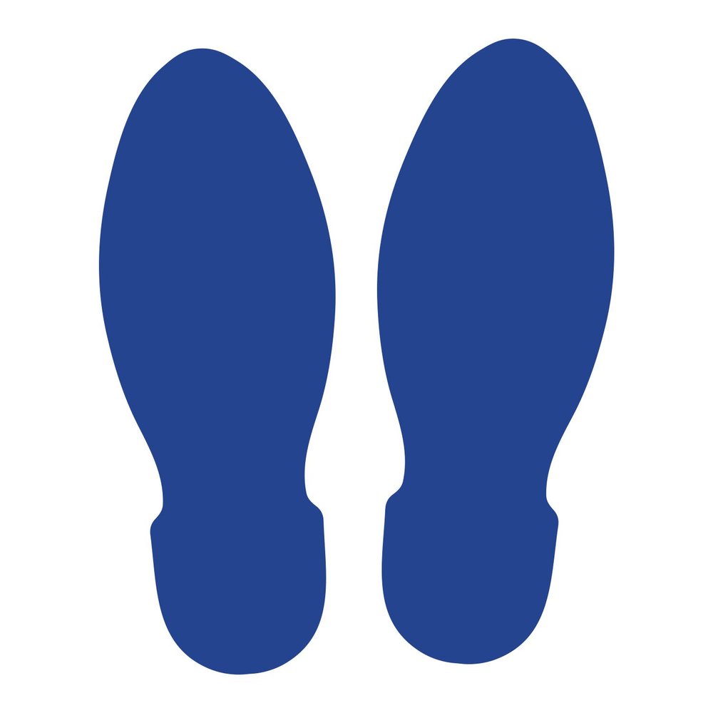 LiteMark 9 Inch Royal Blue Unifoot Footprint Stickers Safe for Floors and Walls - 6 Pairs - Straight Feet Design
