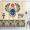 Ambesonne Egyptian Print Shower Curtain, Antique Historical Culture of Scarab Eye Ornaments, Cloth Fabric Bathroom Decor Set with Hooks, 69" W x 70" L, Cream Navy view 1